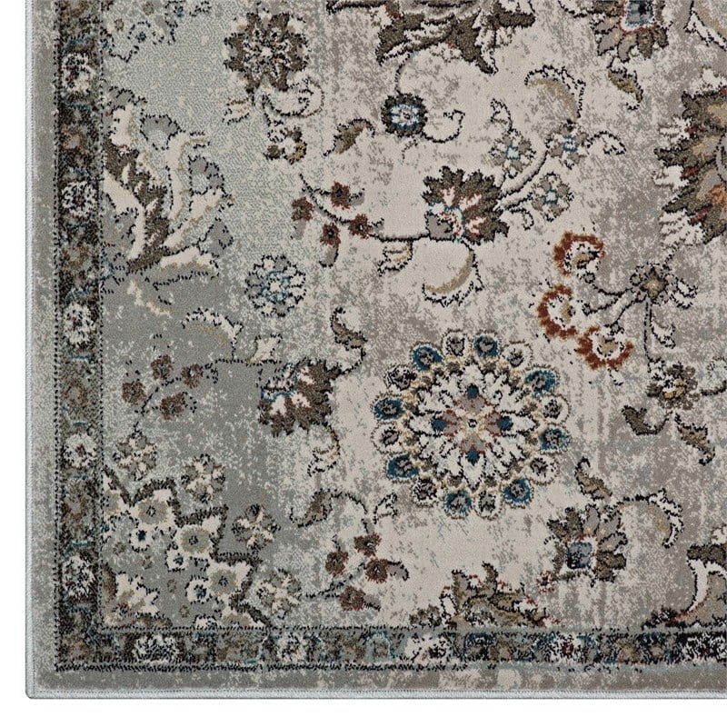Distressed Vintage Floral Lattice 5x8 Area Rug