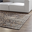 Ganesa Distressed Diamond Floral Lattice 5x8 Area Rug in Black and Beige