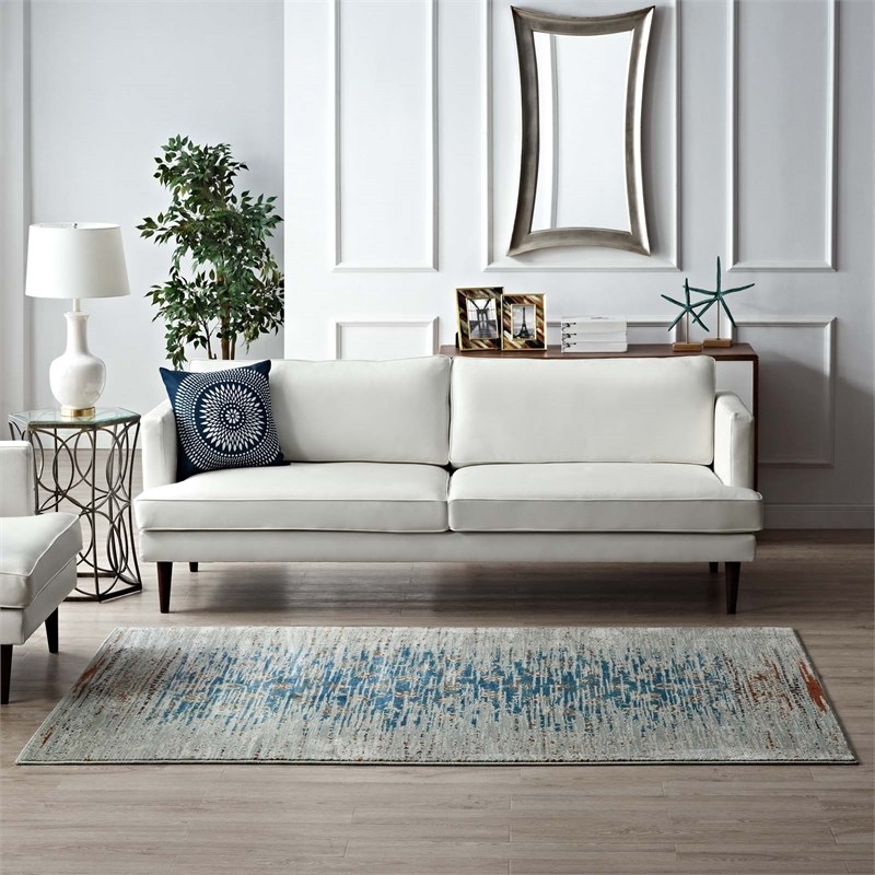 Distressed Contemporary Floral Lattice 5x8 Area Rug