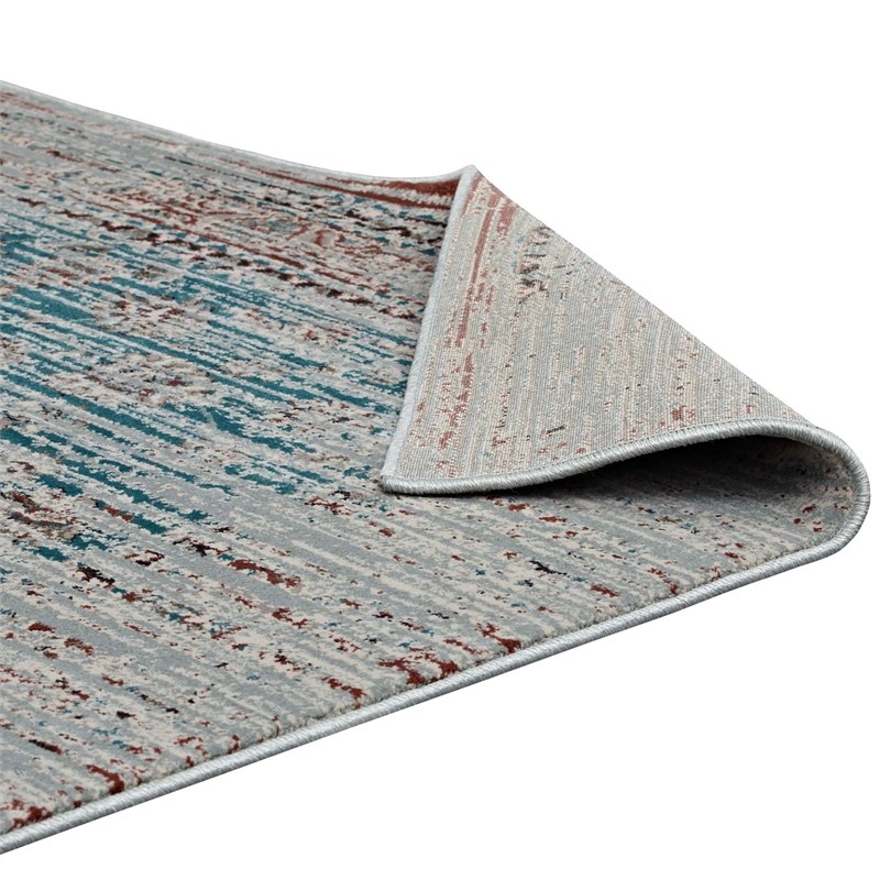 Distressed Contemporary Floral Lattice 5x8 Area Rug