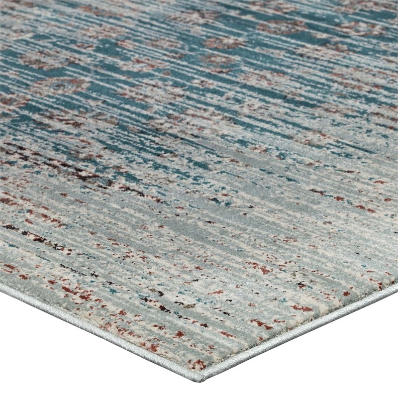 Distressed Contemporary Floral Lattice 5x8 Area Rug