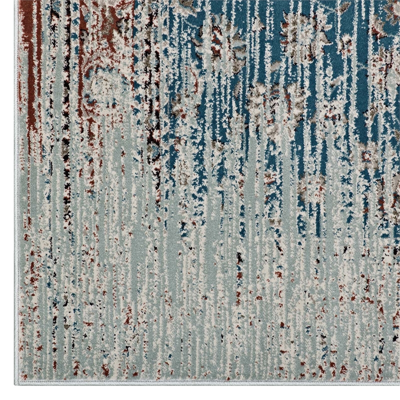 Distressed Contemporary Floral Lattice 8x10 Area Rug