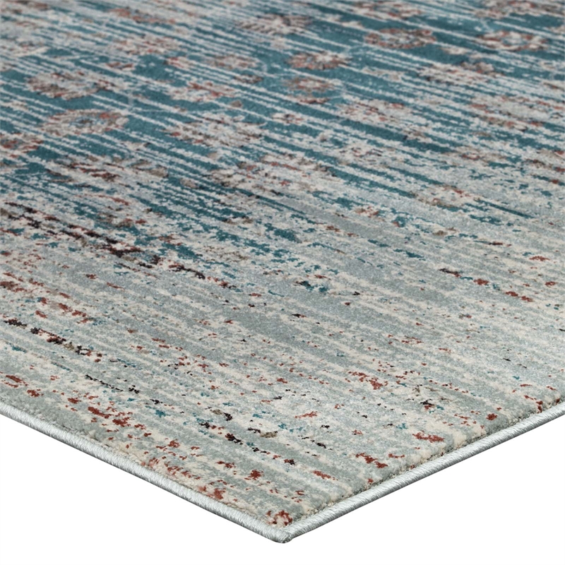 Distressed Contemporary Floral Lattice 8x10 Area Rug