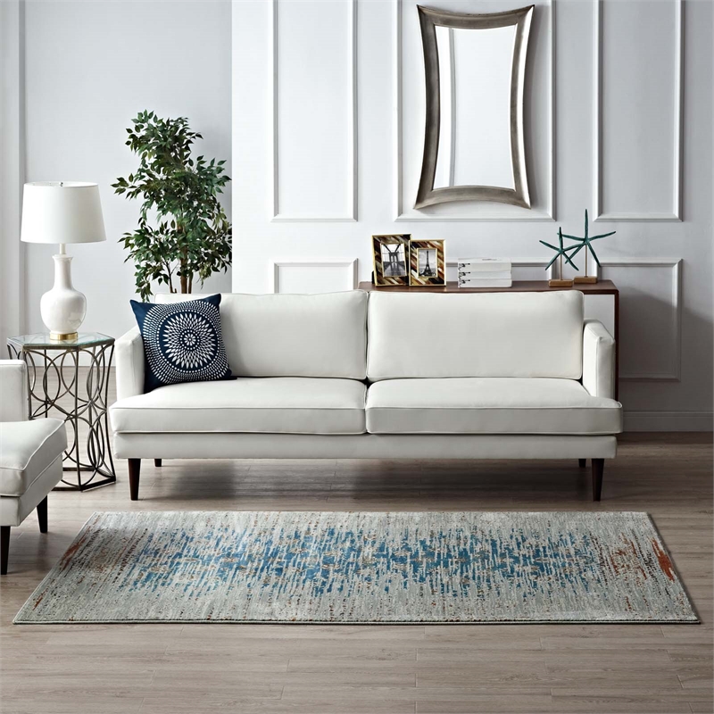 Distressed Contemporary Floral Lattice 8x10 Area Rug