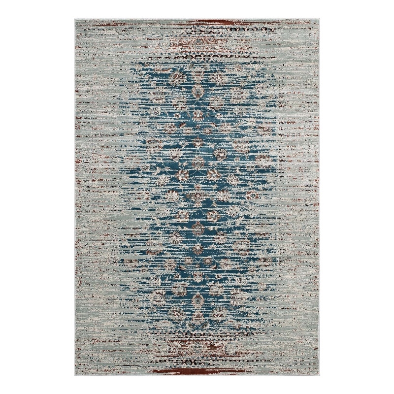 Distressed Contemporary Floral Lattice 8x10 Area Rug