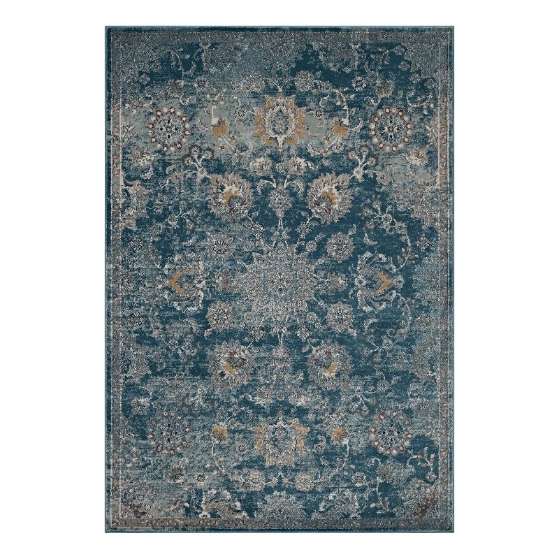 Distressed Floral Vintage Medallion 5x8 Area Rug