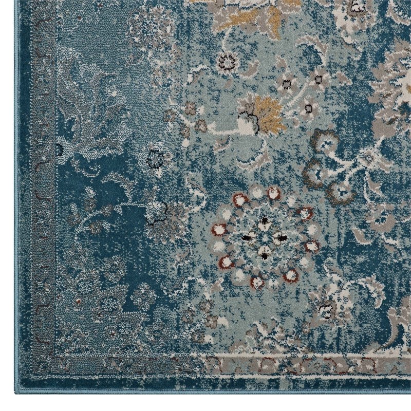 Distressed Floral Vintage Medallion 5x8 Area Rug