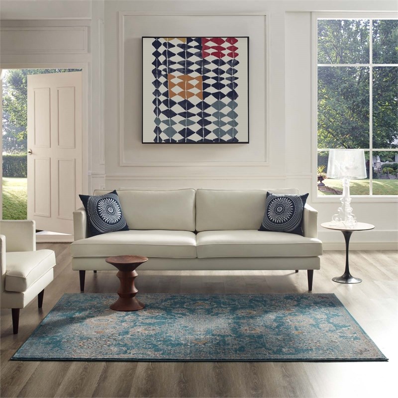 Distressed Floral Vintage Medallion 5x8 Area Rug