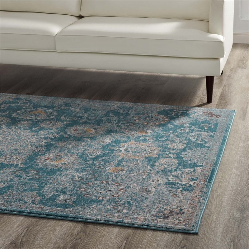 Distressed Floral Vintage Medallion 5x8 Area Rug