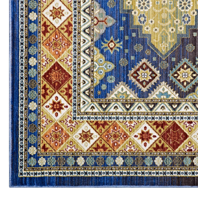 Atzi  Distressed Southwestern Diamond Floral 8x10 Area Rug in Multicolored