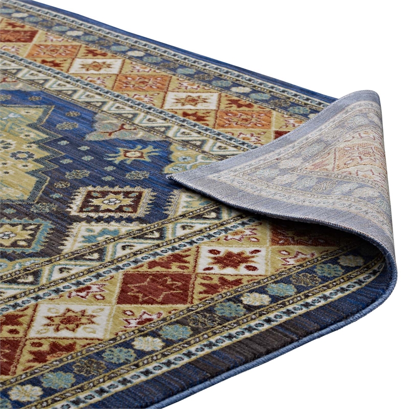 Atzi  Distressed Southwestern Diamond Floral 8x10 Area Rug in Multicolored