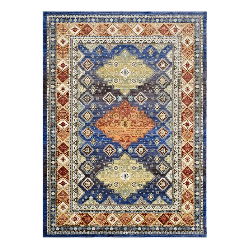 Atzi  Distressed Southwestern Diamond Floral 8x10 Area Rug in Multicolored
