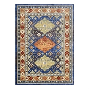 Atzi  Distressed Southwestern Diamond Floral 8x10 Area Rug in Multicolored