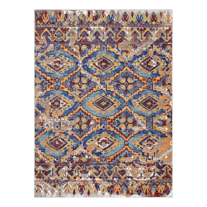Centehua Distressed Southwestern Aztec 5x8 Area Rug in Multicolored