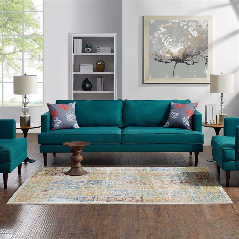 Solimar Distressed Southwestern Aztec 4x6 Area Rug in Multicolored