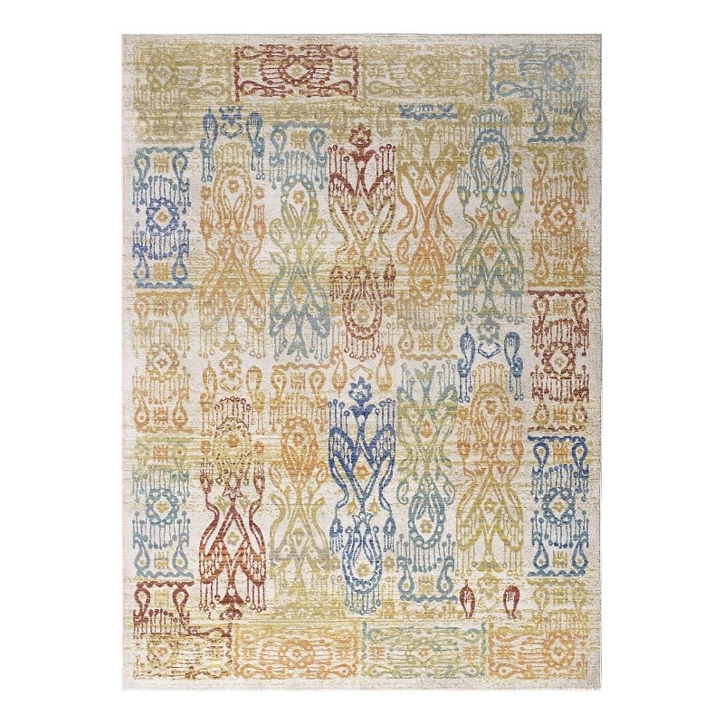 Solimar Distressed Southwestern Aztec 5x8 Area Rug in Multicolored