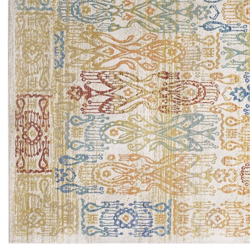 Solimar Distressed Southwestern Aztec 8x10 Area Rug in Multicolored