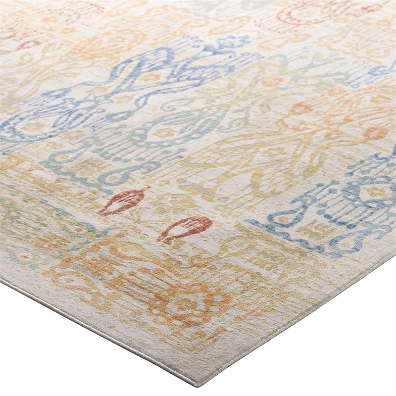 Solimar Distressed Southwestern Aztec 8x10 Area Rug in Multicolored