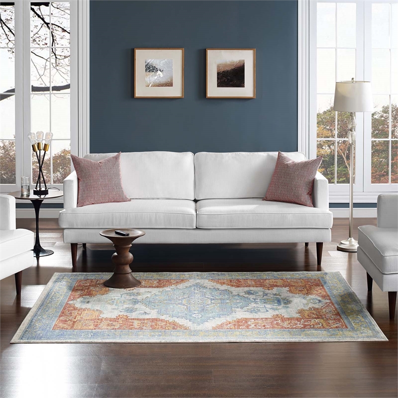 Citlali Distressed Southwestern Aztec 4x6 Area Rug in Multicolored