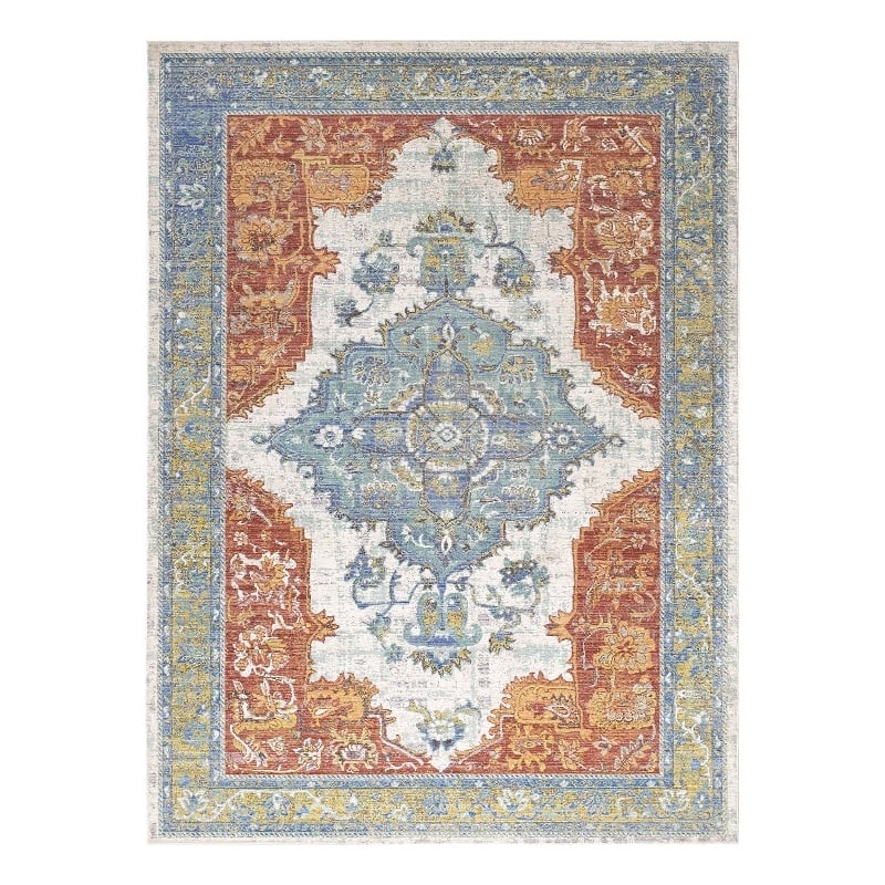 Citlali Distressed Southwestern Aztec 4x6 Area Rug in Multicolored