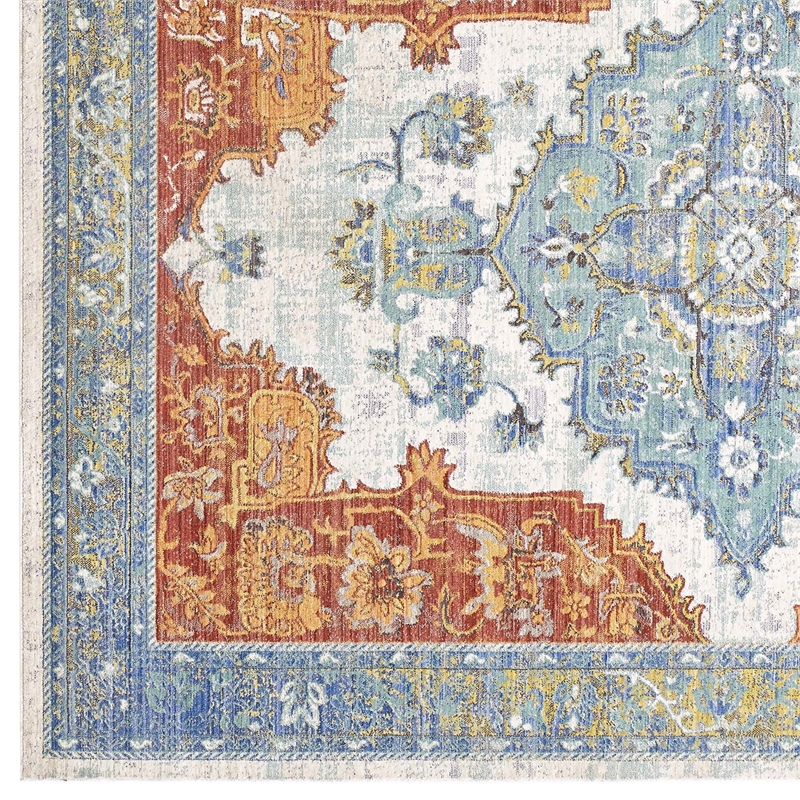 Citlali Distressed Southwestern Aztec 5x8 Area Rug in Multicolored