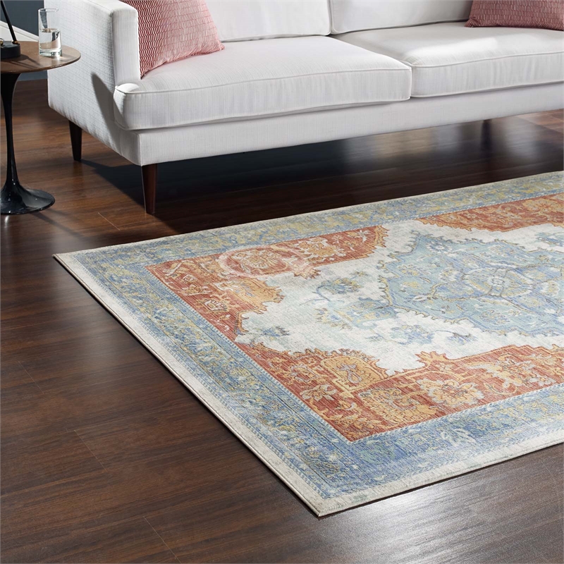 Citlali Distressed Southwestern Aztec 5x8 Area Rug in Multicolored