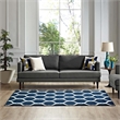 Beltara Chain Link Transitional Trellis 8x10 Area Rug in Moroccan Blue and Ivory