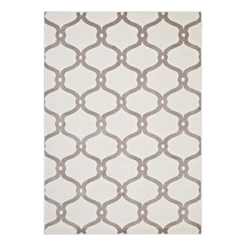 Beltara Chain Link Transitional Trellis 8x10 Area Rug in Beige and Ivory