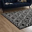 Frame Transitional Moroccan Trellis 5x8 Area Rug in Black and White