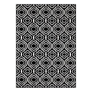 Frame Transitional Moroccan Trellis 5x8 Area Rug in Black and White