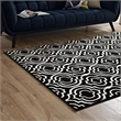 Frame Transitional Moroccan Trellis 8x10 Area Rug in Black and White
