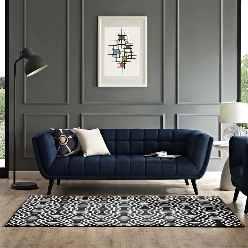 Frame Transitional Moroccan Trellis 8x10 Area Rug in Black and White