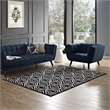 Frame Transitional Moroccan Trellis 8x10 Area Rug in Black and White