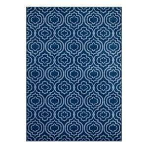 Frame Transitional Moroccan Trellis 5x8 Area Rug in Moroccan Blue and Light Blue