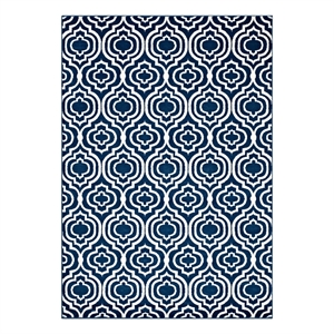 Frame Transitional Moroccan Trellis 5x8 Area Rug in Morcoccan Blue and Ivory