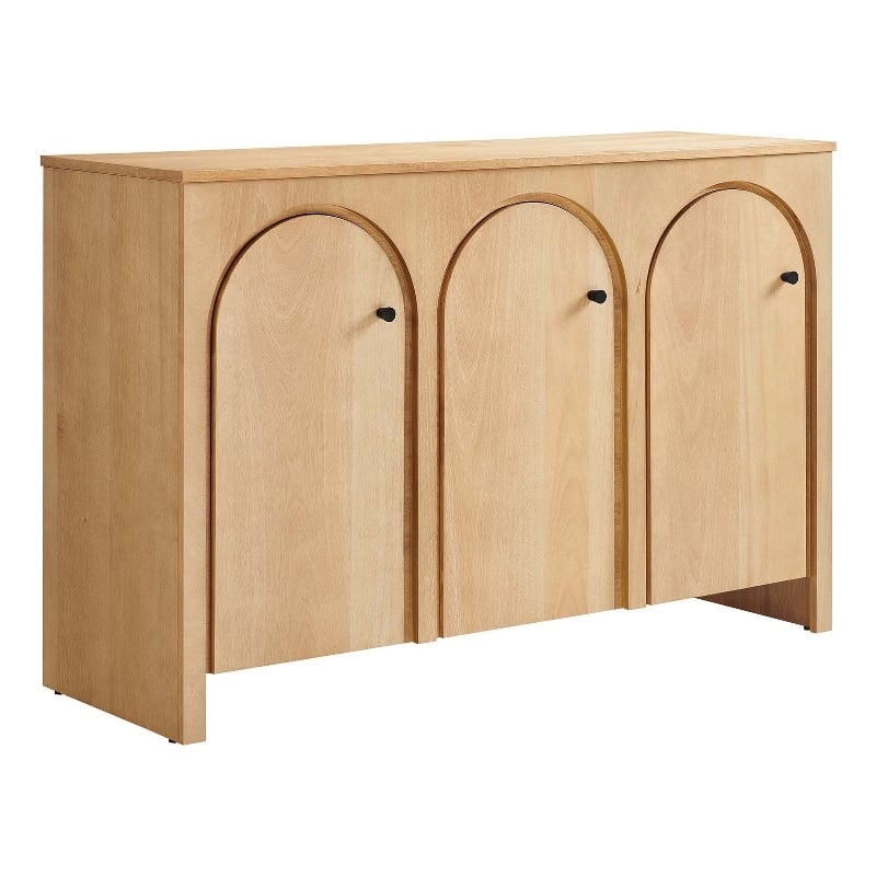 Appia 3-Door Arched Door Sideboard Storage Cabinet in Oak