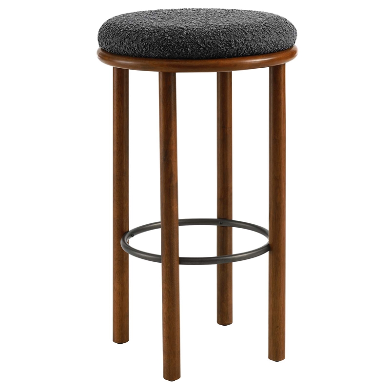 Fable Boucle Fabric Bar Stools - Set of 2 in Walnut Charcoal