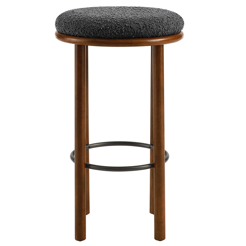 Fable Boucle Fabric Bar Stools - Set of 2 in Walnut Charcoal