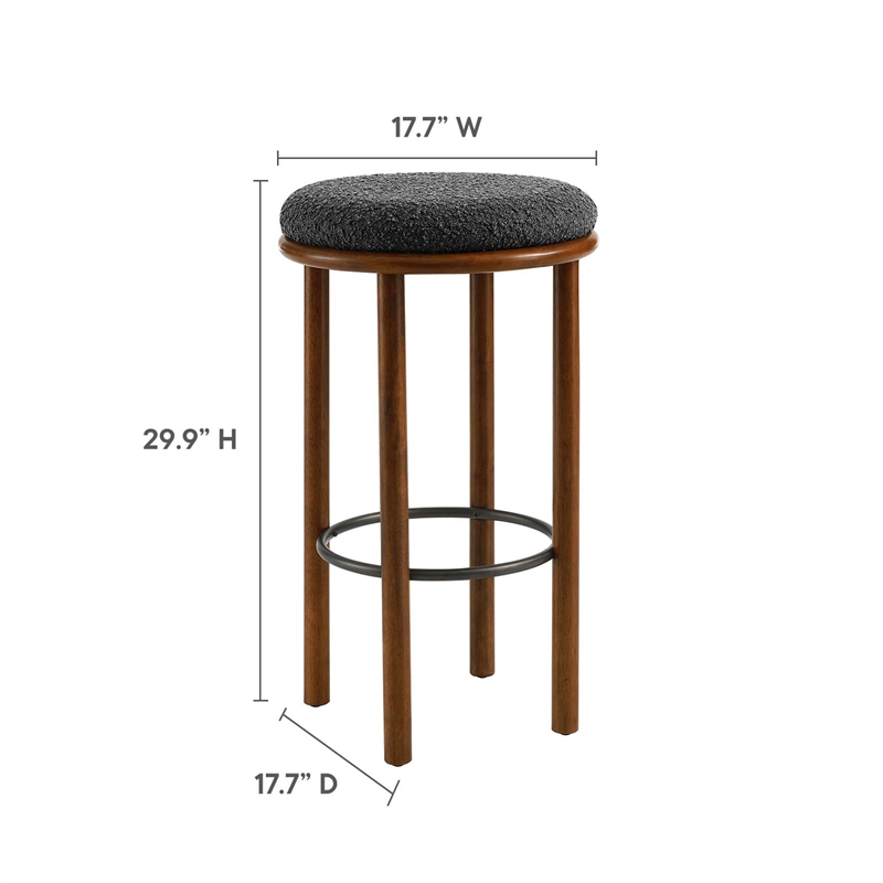Fable Boucle Fabric Bar Stools - Set of 2 in Walnut Charcoal