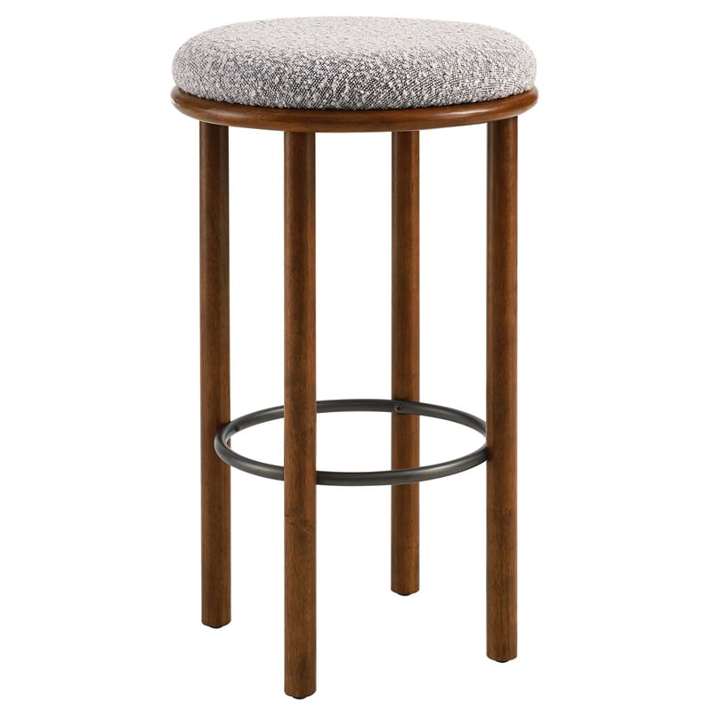 Fable Boucle Fabric Bar Stools - Set of 2 in Walnut Taupe