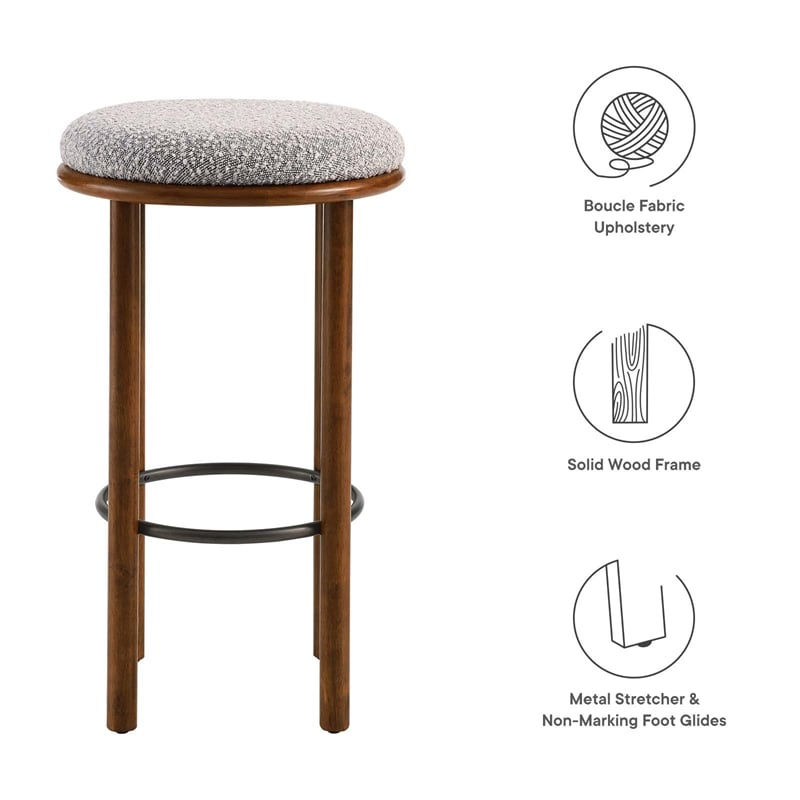 Fable Boucle Fabric Bar Stools - Set of 2 in Walnut Taupe