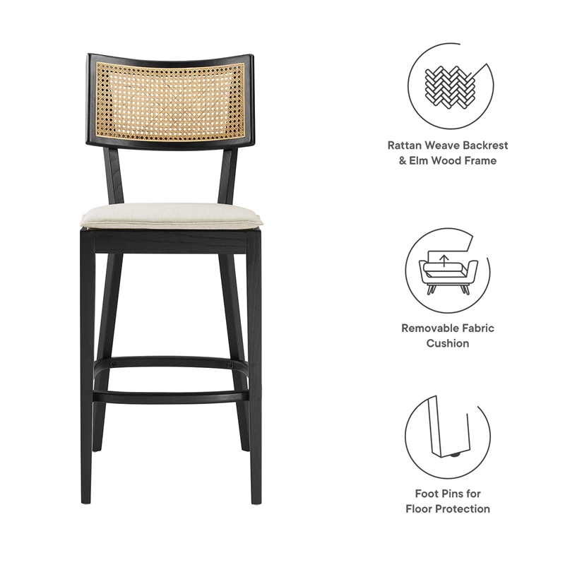 Caledonia Wood Bar Stools - Set of 2 in Black Beige