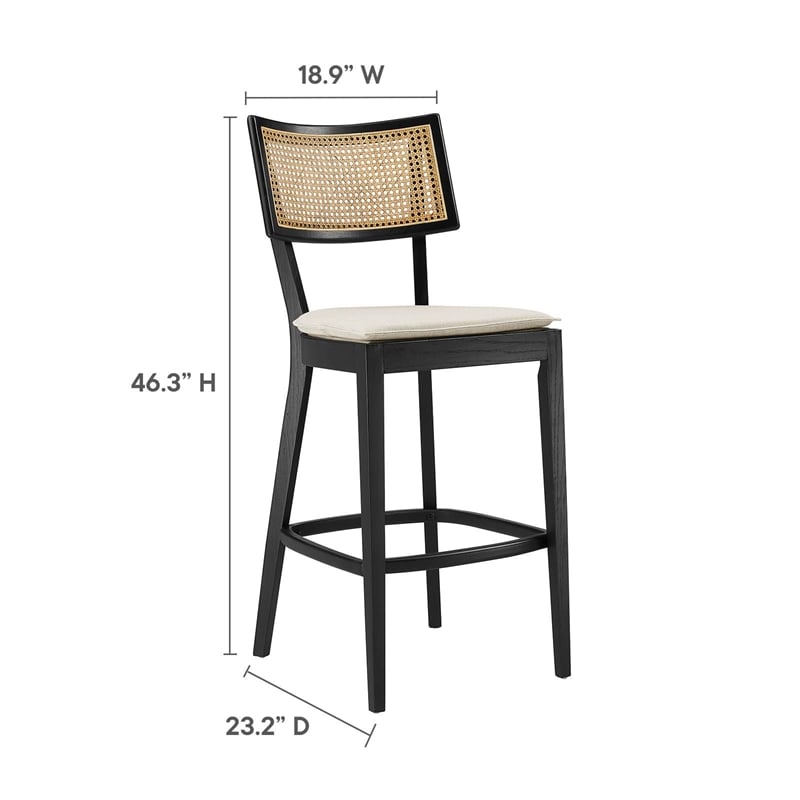 Caledonia Wood Bar Stools - Set of 2 in Black Beige