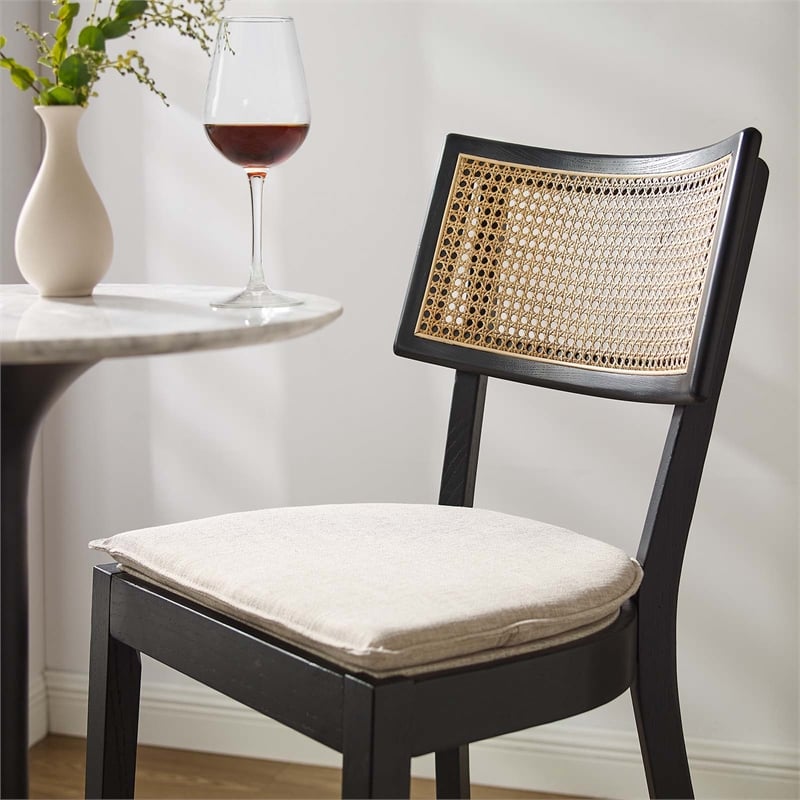 Caledonia Wood Bar Stools - Set of 2 in Black Beige