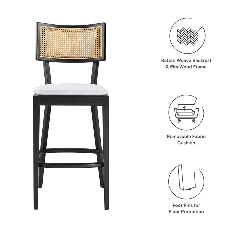 Caledonia Wood Bar Stools - Set of 2 in Black White