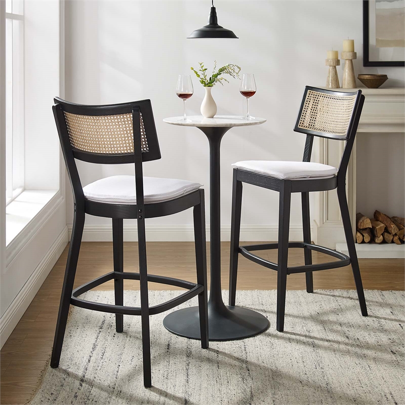 Caledonia Wood Bar Stools - Set of 2 in Black White