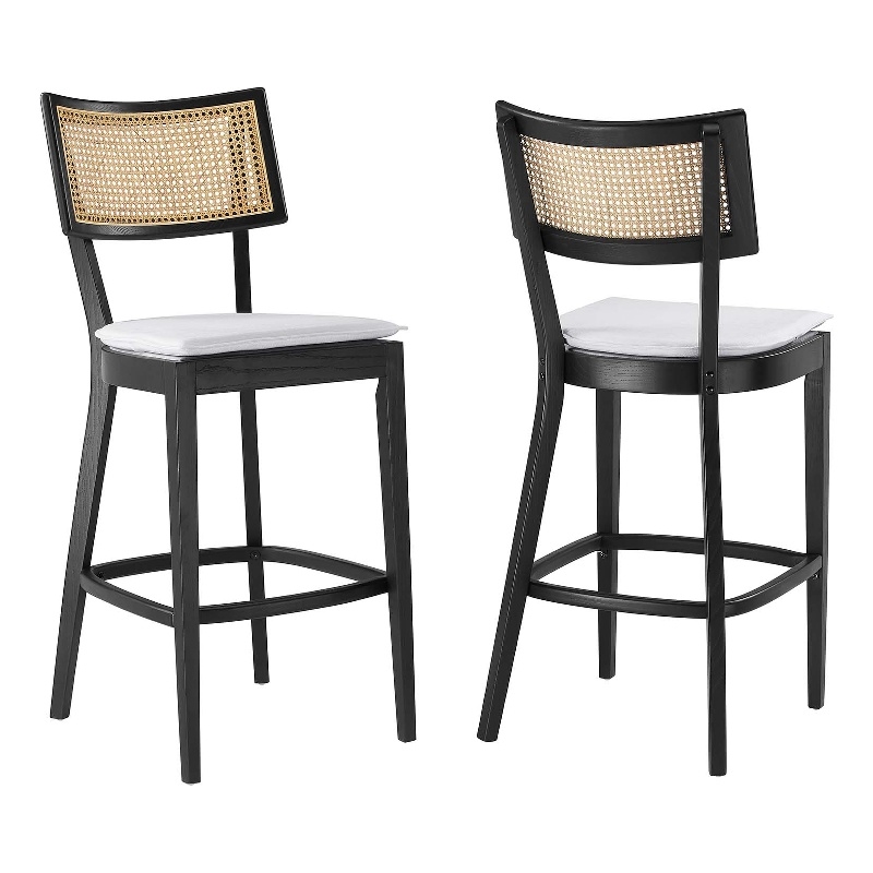 Caledonia Wood Bar Stools - Set of 2 in Black White