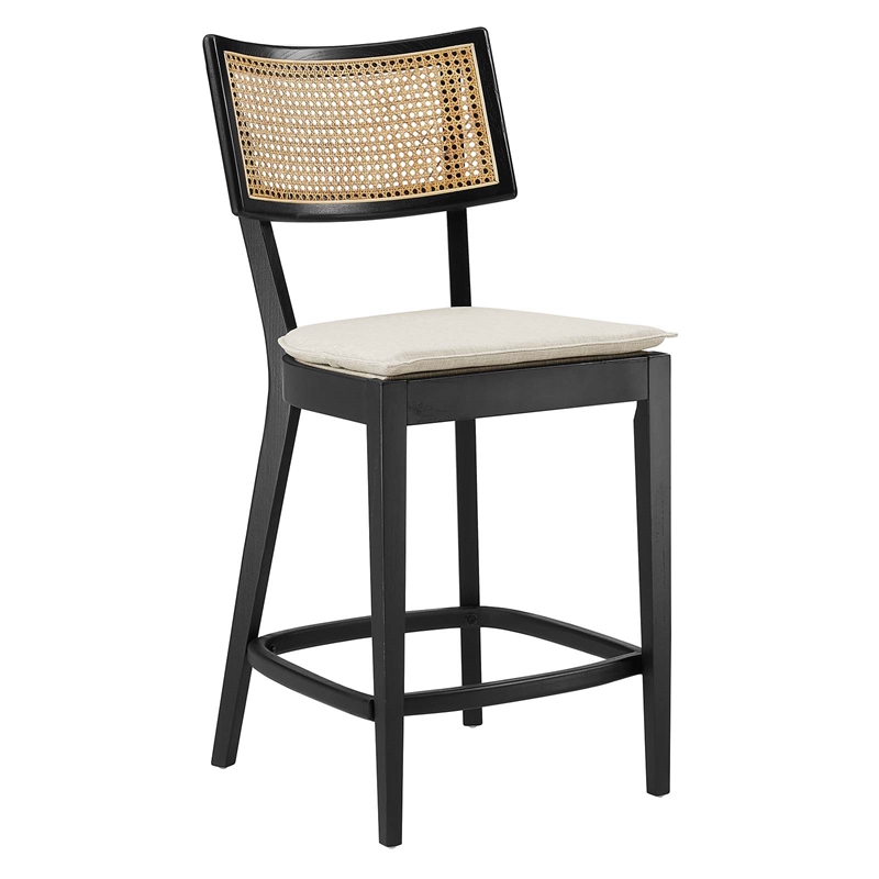 Caledonia Wood Counter Stools - Set of 2 in Black Beige