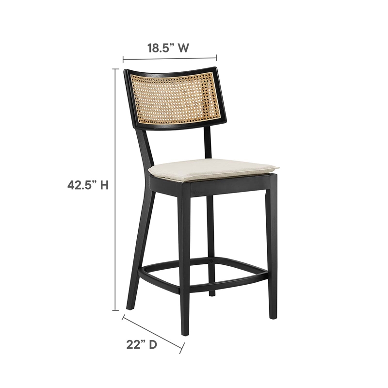 Caledonia Wood Counter Stools - Set of 2 in Black Beige