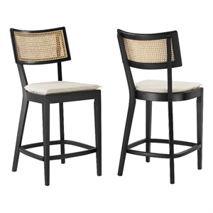 Caledonia Wood Counter Stools - Set of 2 in Black Beige
